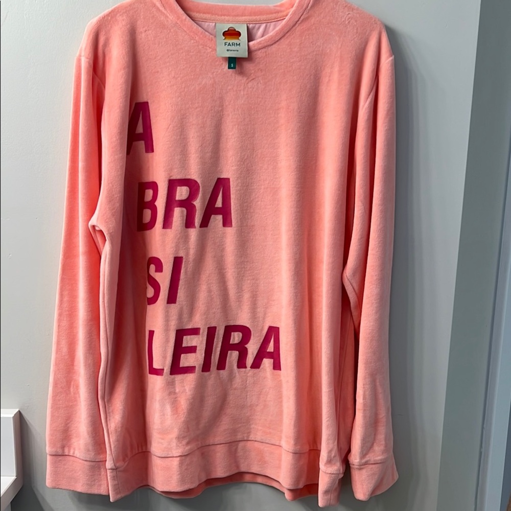 FARM Rio Pink Crew Neck Sweater with Text Design
